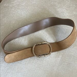 Sezane Aigner Tan Belt with Gold Buckle